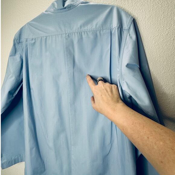 Loewe Light Blue Front Button Split Side Asymmetrical Hem Shirt Dress S - Picture 10 of 16